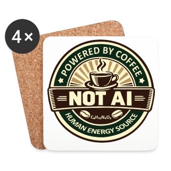 Powered by Coffee - Untersetzer (4er-Set) - Weiß - Vorne