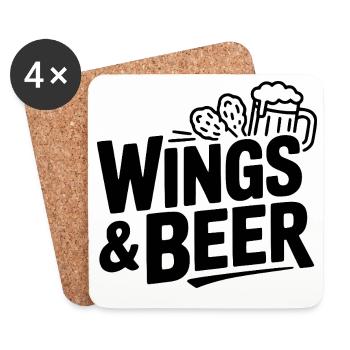 Wings and Beer - Coasters (set of 4) - white - Front