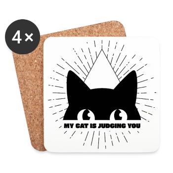 MON CHAT TE JUGE - Dessous de verre (lot de 4) - blanc - Devant