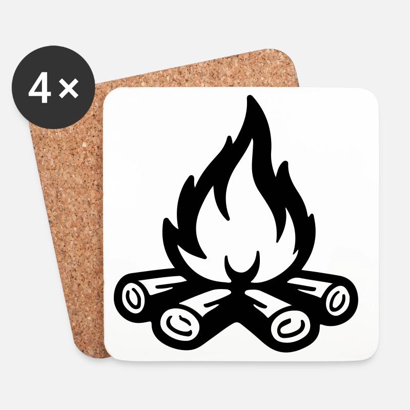 Lagerfeuer Symbol Flamme - Untersetzer (4er-Set) - Weiß