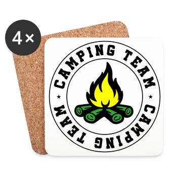 Équipe de camping Feu de camp - Dessous de verre (lot de 4) - blanc - Devant