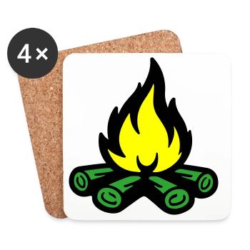 Campfire Symbol Flame - Coasters (set of 4) - white - Front