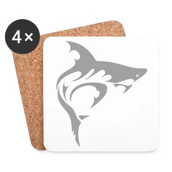 Requin - Dessous de verre (lot de 4) - blanc - Devant