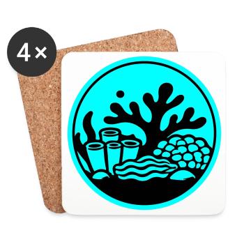 Coral Symbol Coral Reef Ocean - Coasters (set of 4) - white - Front