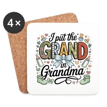 Grand in Grandma Baby Bloom - Coasters (set of 4) - white - Front