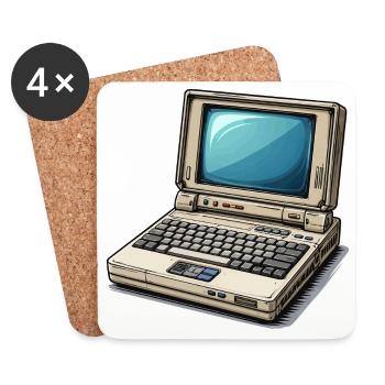  Laptop Retro-Computer Vintage Stil Illustration - Untersetzer (4er-Set) - Weiß - Vorne