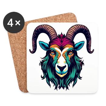 Goat Head Artwork - Coasters (set of 4) - white - Front
