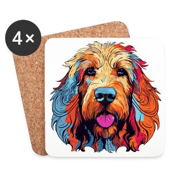 Portrait coloré du chien - Dessous de verre (lot de 4) - blanc - Devant