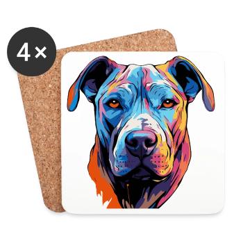 Hund Comic Pop Art - Untersetzer (4er-Set) - Weiß - Vorne