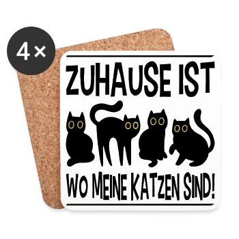 Cat Owner Cat Cat Mom Gift - Coasters (set of 4) - white - Front