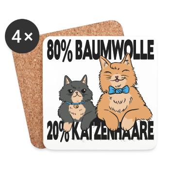 Chat propriétaire de chat, chat dit cadeau - Dessous de verre (lot de 4) - blanc - Devant
