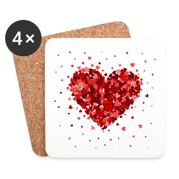 Design de cœur pour la Saint-Valentin – Ambiances amour et romance - Dessous de verre (lot de 4) - blanc - Devant