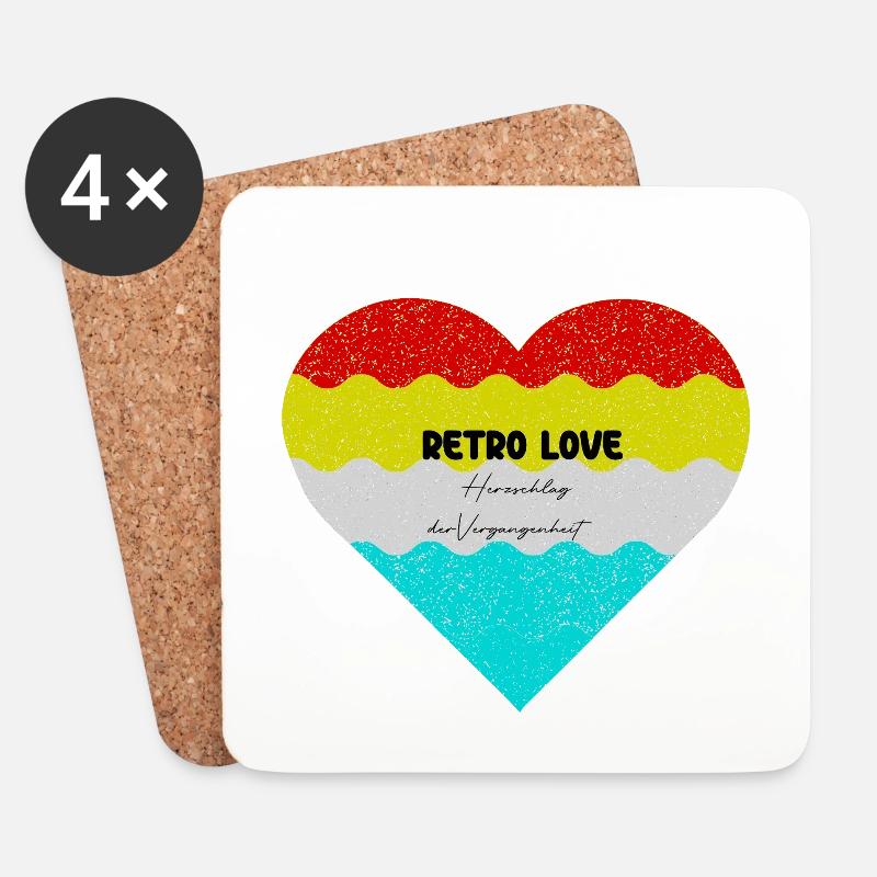 Retro Herzliebe im bunten Farbverlauf - Untersetzer (4er-Set) - Weiß