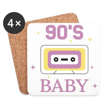 90s Baby SVG – Retro 90er Design - Untersetzer (4er-Set) - Weiß - Vorne