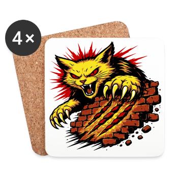 Wütende Katzenklaue zerschmettert Power Illustration - Untersetzer (4er-Set) - Weiß - Vorne
