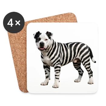 Pitbull im Zebra-Look: Cooles Urban Hybrid Design - Untersetzer (4er-Set) - Weiß - Vorne