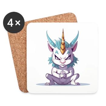 Licorne en colère - Dessous de verre (lot de 4) - blanc - Devant