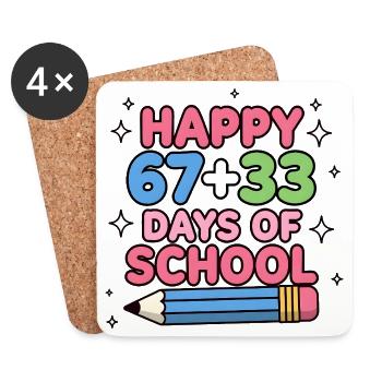 Happy 100 Days School Math Equation - Coasters (set of 4) - white - Front