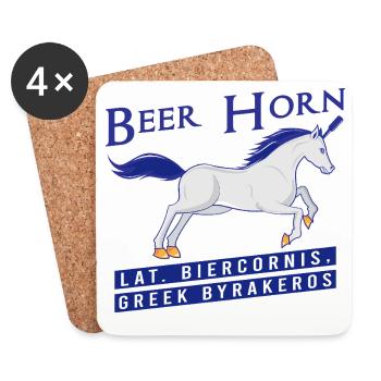 Beer Horn - Licorne de bière Véritables créatures mythiques - Dessous de verre (lot de 4) - blanc - Devant