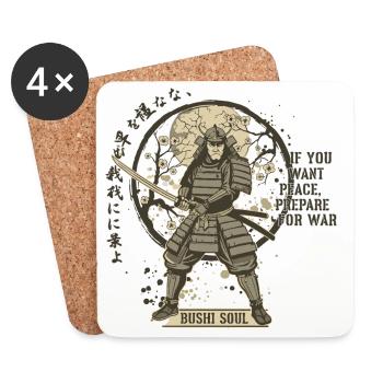 Bushi Seele Samurai in Blüten - Untersetzer (4er-Set) - Weiß - Vorne
