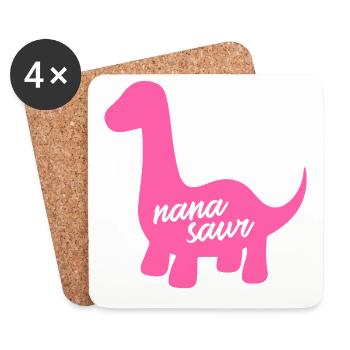 Famille de grand-mères dinosaures roses Nanasaur - Dessous de verre (lot de 4) - blanc - Devant