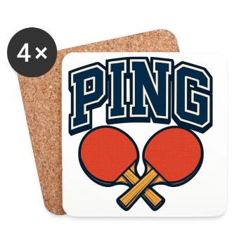 Ping Pong - Tennis de Table - Dessous de verre (lot de 4) - blanc - Devant