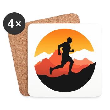 Laufen – Symbol der Freiheit – Trail-Logo - Untersetzer (4er-Set) - Weiß - Vorne