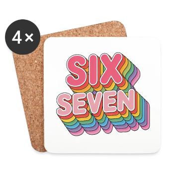 Six Seven 67 – lustige Gen Alpha Memes - Untersetzer (4er-Set) - Weiß - Vorne