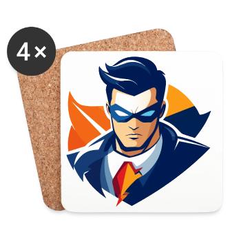 Mask Hero Suit Business Superhero Icon Graphic - Coasters (set of 4) - white - Front