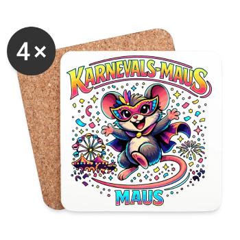 Karnevalsmaus Fasching Kostüm Niedlich Geschenk - Untersetzer (4er-Set) - Weiß - Vorne