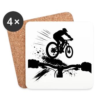 Downhill MTB POV Perspective Mountain Bike Gift - Coasters (set of 4) - white - Front