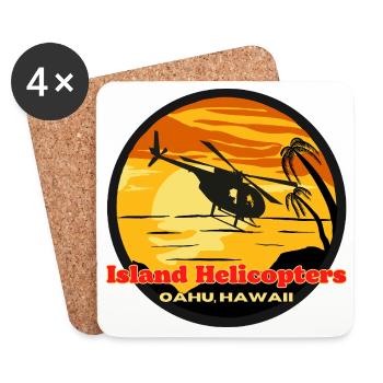 Hélicoptère Islande Hawaii Sunset - Dessous de verre (lot de 4) - blanc - Devant