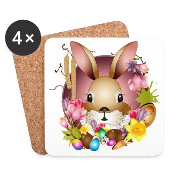 Adorable lapin de Pâques avec décoration de Pâques - Dessous de verre (lot de 4) - blanc - Devant