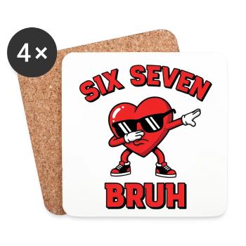 Six Seven Bruh – Funny Meme Saying - Coasters (set of 4) - white - Front