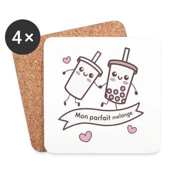 Parfait Mélange Bubble Tea Kawaii - Dessous de verre (lot de 4) - blanc - Devant