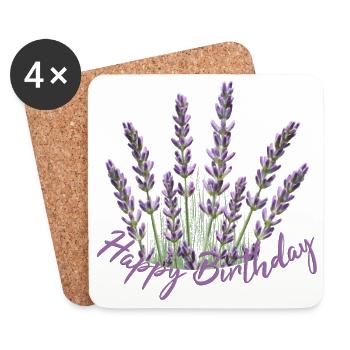Lavendel Geburtstagbouquet Lavendelstrauß  - Untersetzer (4er-Set) - Weiß - Vorne