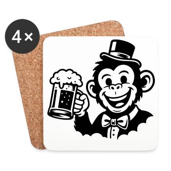 Monkey Groom Bachelor - Coasters (set of 4) - white - Front