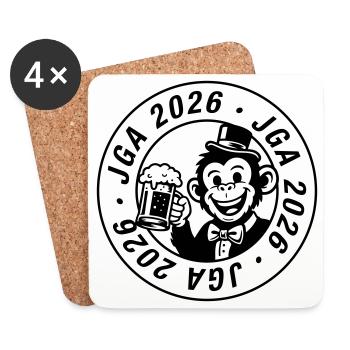 Junggesellenabschied 2026 Jga Affe - Untersetzer (4er-Set) - Weiß - Vorne