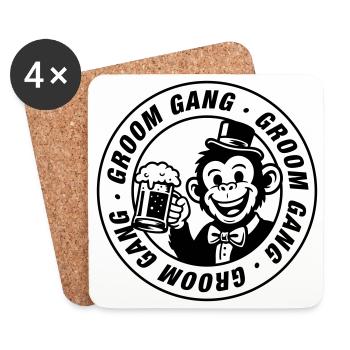 Bande de mariés Singe de la fête de garçon - Dessous de verre (lot de 4) - blanc - Devant