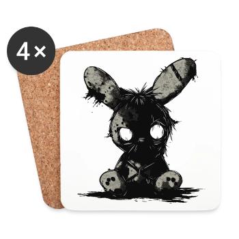 Dark Stuffed Bunny – motif gothique en peluche - Dessous de verre (lot de 4) - blanc - Devant