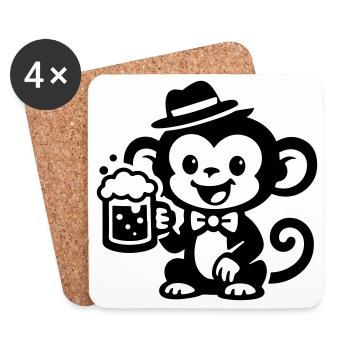 Monkey Beer - Coasters (set of 4) - white - Front