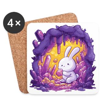 Le lapin dans la grotte de cristal - Dessous de verre (lot de 4) - blanc - Devant