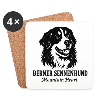 Chemise de chien de montagne bernois – Cœur de montagne - Dessous de verre (lot de 4) - blanc - Devant