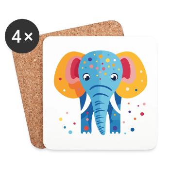 Colorful elephant confetti - Coasters (set of 4) - white - Front