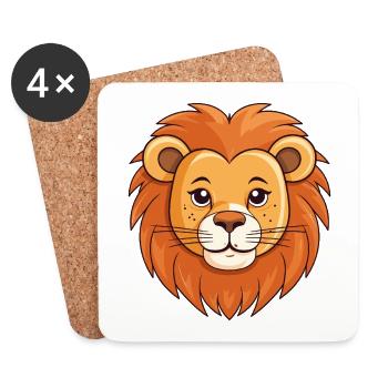 Lion Head Caricature - Coasters (set of 4) - white - Front