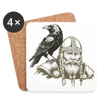 Légende viking viking marin Odin Raven Fighter - Dessous de verre (lot de 4) - blanc - Devant