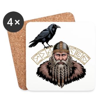 Légende viking viking marin Odin Raven Fighter - Dessous de verre (lot de 4) - blanc - Devant