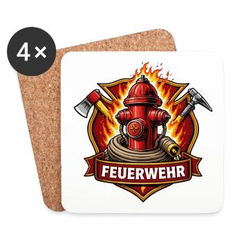 Fire Brigade Fire Hydrant Emblem - Coasters (set of 4) - white - Front