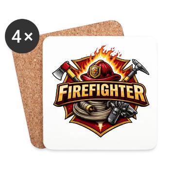 Feuerwehrheld Emblem Feuerwehr - Untersetzer (4er-Set) - Weiß - Vorne