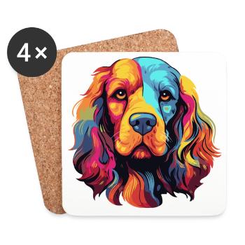 Farbenfroher Hund Pop Art - Untersetzer (4er-Set) - Weiß - Vorne